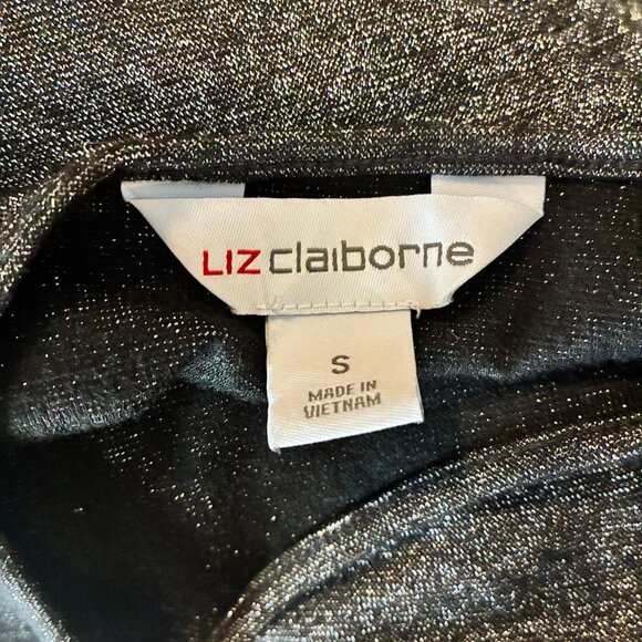Liz Claiborne Women's Metallic Black Small Long Sleeve Blouse - Picture 5 of 6